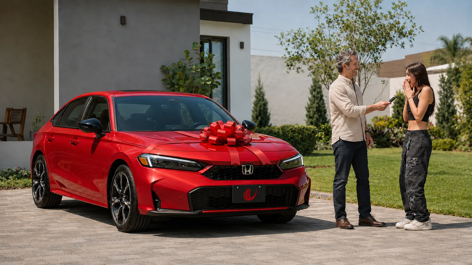 Familia Treviño con su Honda Civic 2024
